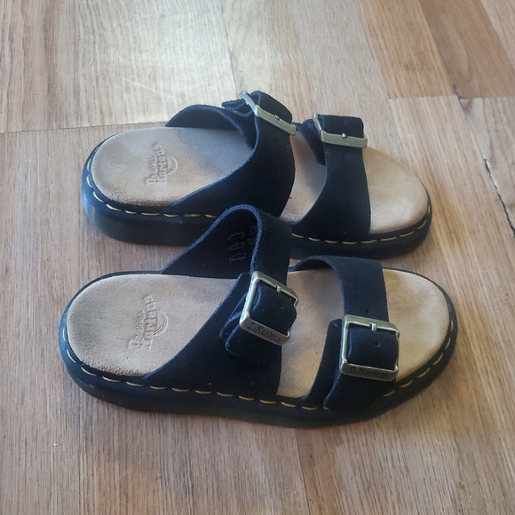 Dr Martens Josef Suede Slide Sandals In Black With Adjustable Straps, Size 6 - Picture 4 of 11